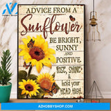 Butterfly Sunflower Advice From A Sunflower Be Bright Sunny And Positive Canvas And Poster, Wall Decor Visual Art