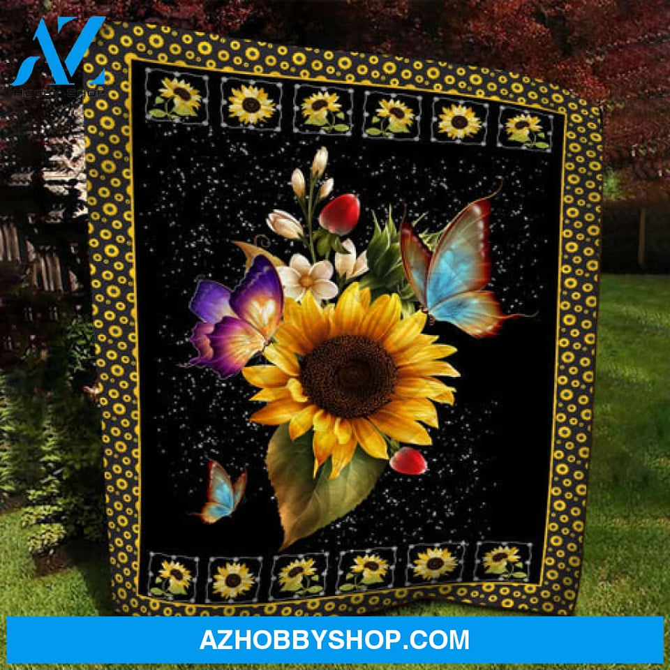 Butterfly Sunflower Blanket Gift For Butterfly Lovers Memorial Gift Decor 