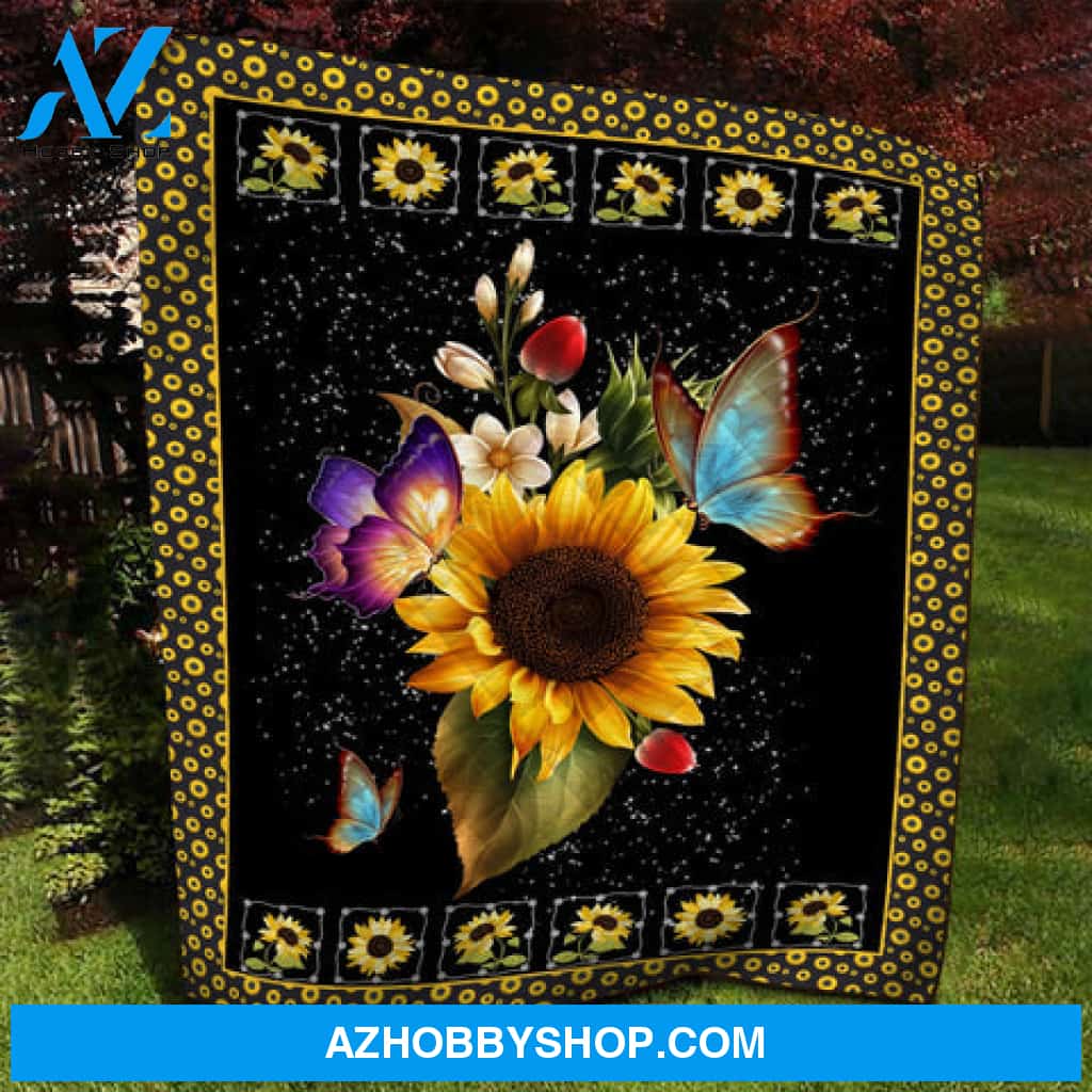 Butterfly Sunflower Blanket Gift For Butterfly Lovers Memorial Gift Decor 