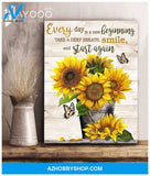 Butterfly & Sunflower - Canvas - Smile And Start Again