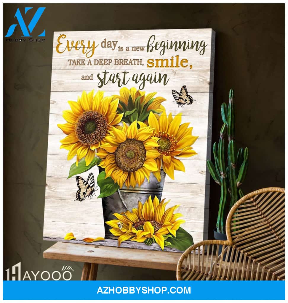 Butterfly & Sunflower - Canvas - Smile And Start Again