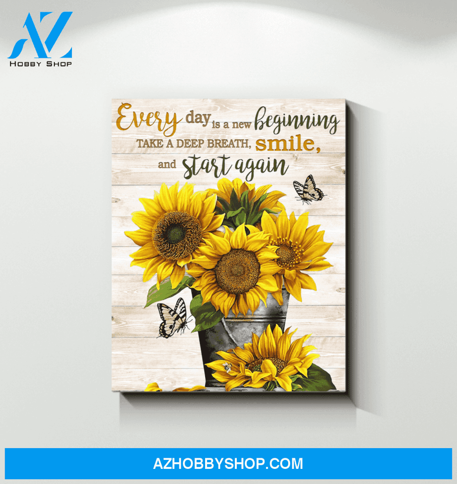 Butterfly & Sunflower - Canvas - Smile And Start Again
