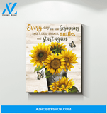 Butterfly & Sunflower - Canvas - Smile And Start Again