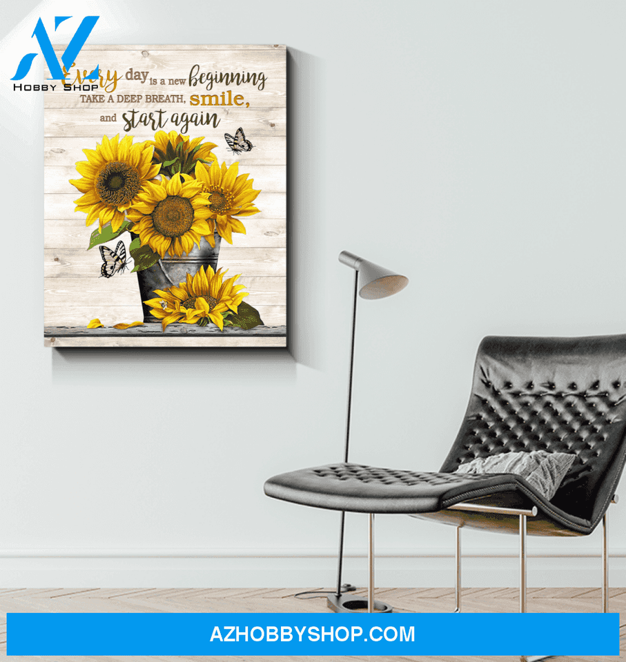 Butterfly & Sunflower - Canvas - Smile And Start Again