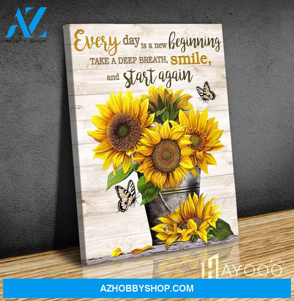 Butterfly & Sunflower - Canvas - Smile And Start Again