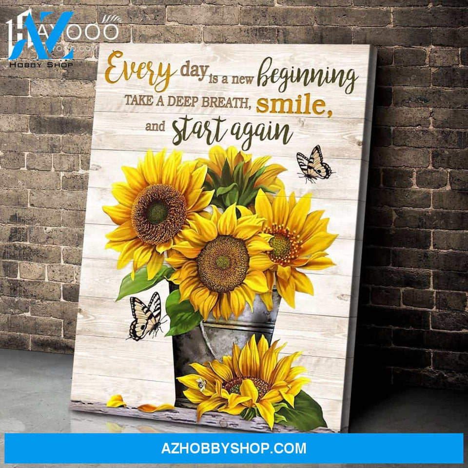 Butterfly & Sunflower - Canvas - Smile And Start Again