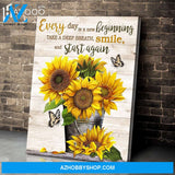 Butterfly & Sunflower - Canvas - Smile And Start Again