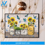 Butterfly & Sunflower Hope For A Cure Diabetes Canvas And Poster, Wall Decor Visual Art