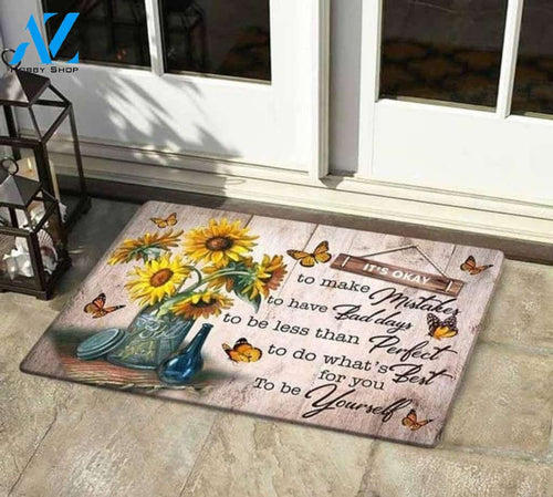 Butterfly Sunflower It's Ok Doormat Gift For Butterfly Lovers Floor Rug Housewarming Gift Home Living Home Decor Funny Doormat Gift Idea