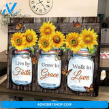 Butterfly Sunflower Live by Faith Grow in Grace Walk in Love Poster Canvas Wall Decor Visual Art