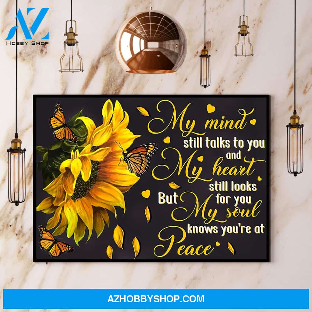 Butterfly Sunflower My Mind Still Talks To You Canvas And Poster, Wall Decor Visual Art