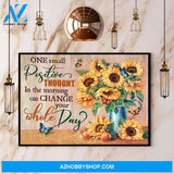 Butterfly Sunflower One Small Positive Thought In The Morning Can Change Your Whole Day Canvas And Poster, Wall Decor Visual Art