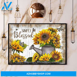 Butterfly Sunflower Simply Blessed Canvas And Poster, Wall Decor Visual Art