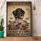Butterfly Tattoo Girl She Has The Soul Of Gypsy Paper Poster No Frame Matte Canvas Wall Decor