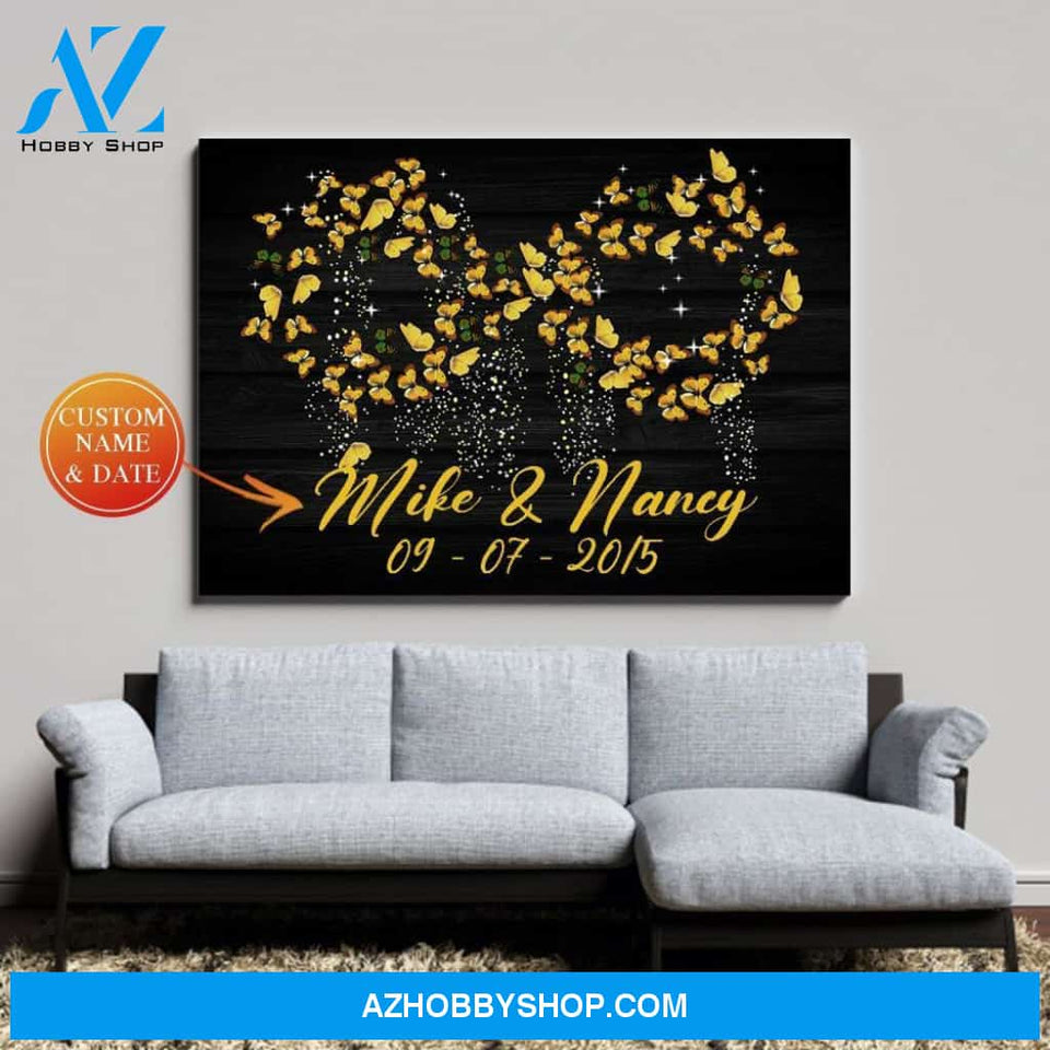 Butterfly, The endless love - Matte canvas, custom canvas ,love gift, married canvas gift,