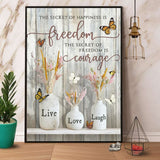 Butterfly The Secret Of Happiness Is Freedom And Courage Paper Poster No Frame Matte Canvas Wall Decor