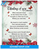 Butterfly Thinking Of You At Christmas Fleece Blanket Animals Gift For Family,Birthday,Siblings,Christmas,Butterflies Lover Gift Home Decor Bedding Couch Sofa Soft and Comfy Cozy