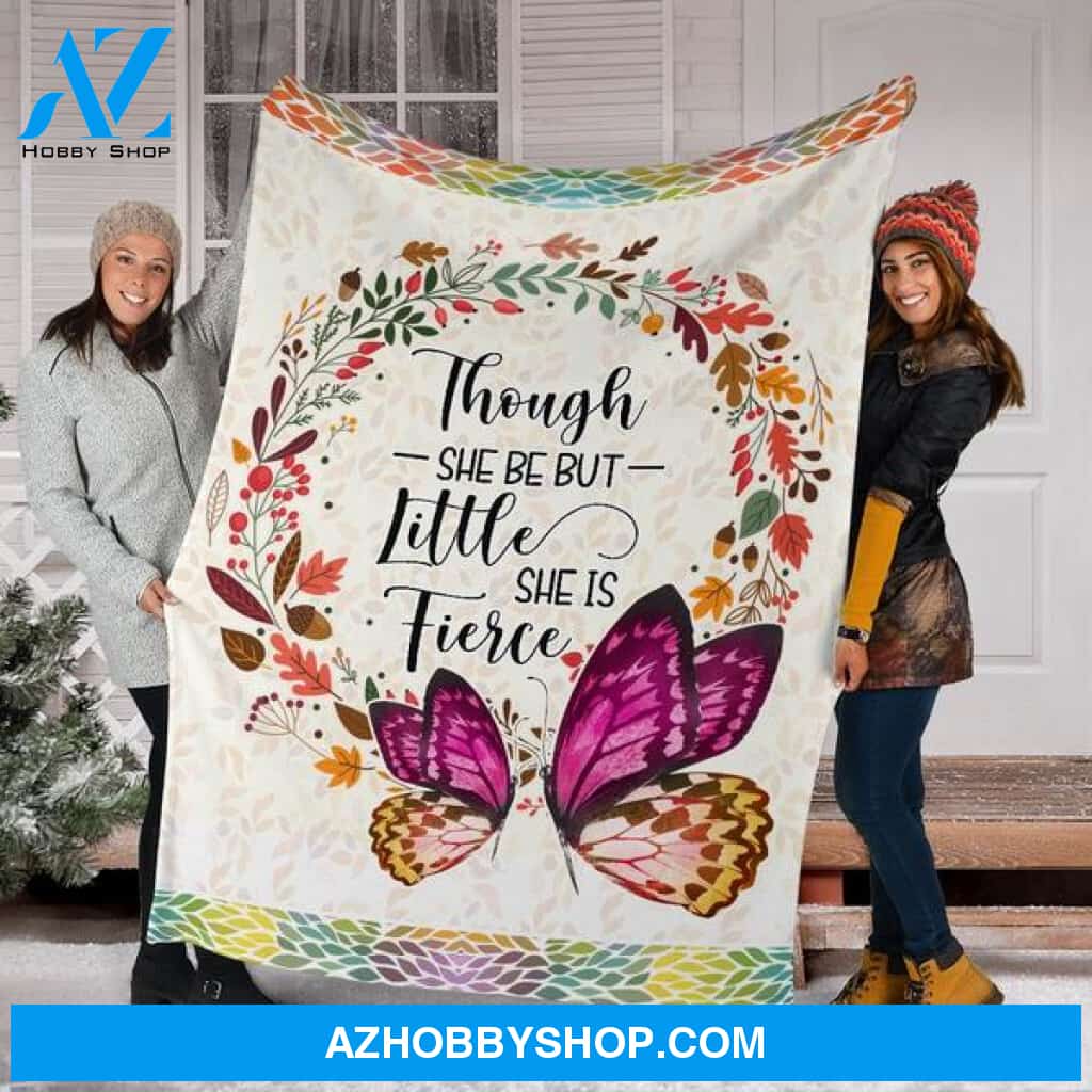 Butterfly Though She Be But Little Fleece Blanket Animals Gift For Family,Birthday,Siblings,Wife,Butterflies Lover Gift Home Decor Bedding Couch Sofa Soft and Comfy Cozy
