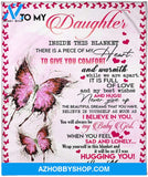Butterfly to My Daughter Inside This Blanket There is a Piece of My Heart Premium Fleece Blanket Soft Blanket for Bedroom Living Rooms Sofa Couch Gift