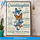 Butterfly to My Granddaughter Do What Makes You Happy Vertical Poster Canvas Wall Decor Visual Art