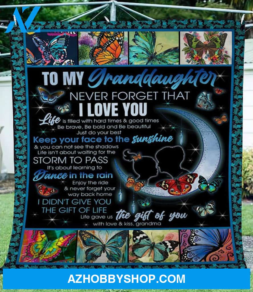 Personalized Butterfly To My Granddaughter Fleece Blanket From Grandma Never Forget That I Love You Great Customized Blanket Gifts For Birthday Christmas Thanksgiving