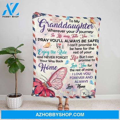 Personalized Butterfly To My Granddaughter Fleece Blanket From Nana I Love You Forever And Always Great Customized Blanket Gifts For Birthday Christmas Thanksgiving