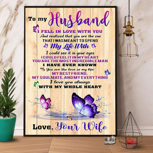 Butterfly To My Husband I Love You Always Paper Poster No Frame Matte Canvas Wall Decor