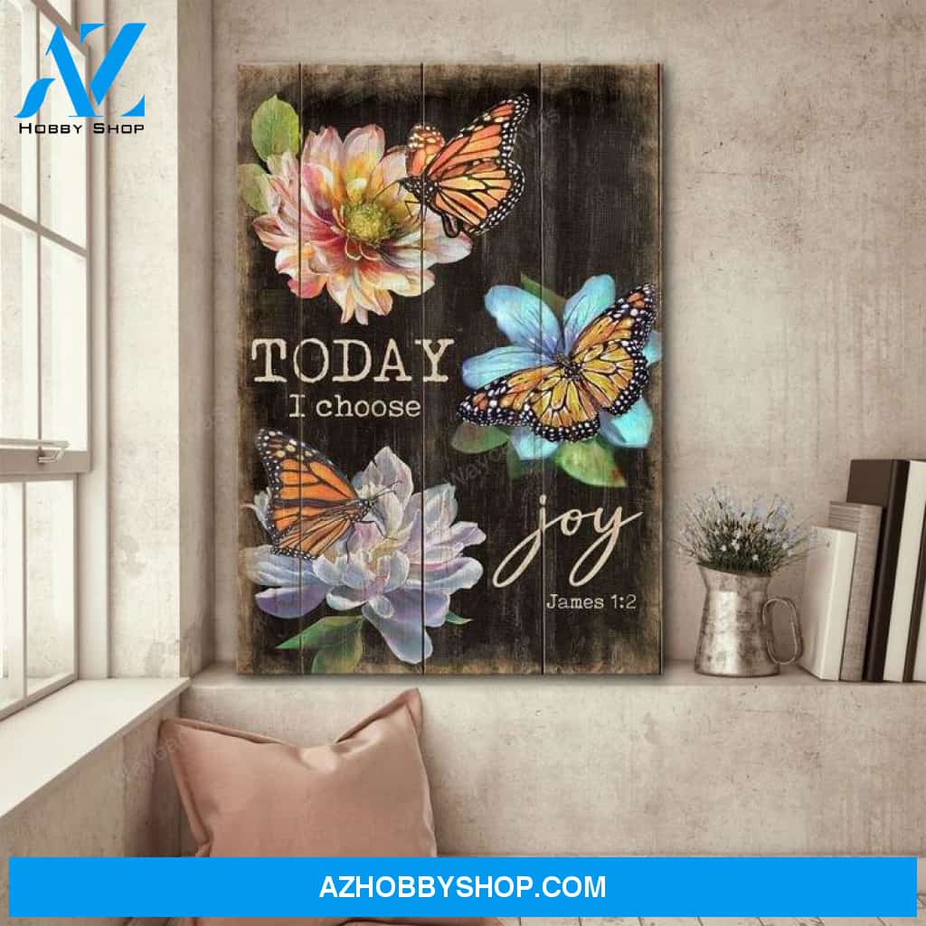 Butterfly - Today I choose joy - Jesus Portrait Canvas Prints - Wall Art