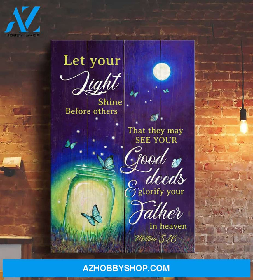 Butterfly under the moonlight - Let your light shine before us - Jesus Portrait Canvas Prints - Wall Art
