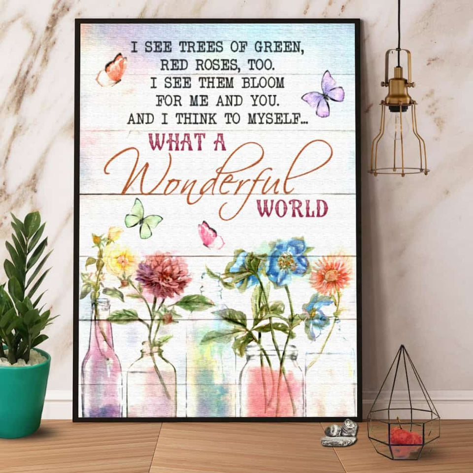 Butterfly What A Wonderful World Paper Poster No Frame Matte Canvas Wall Decor