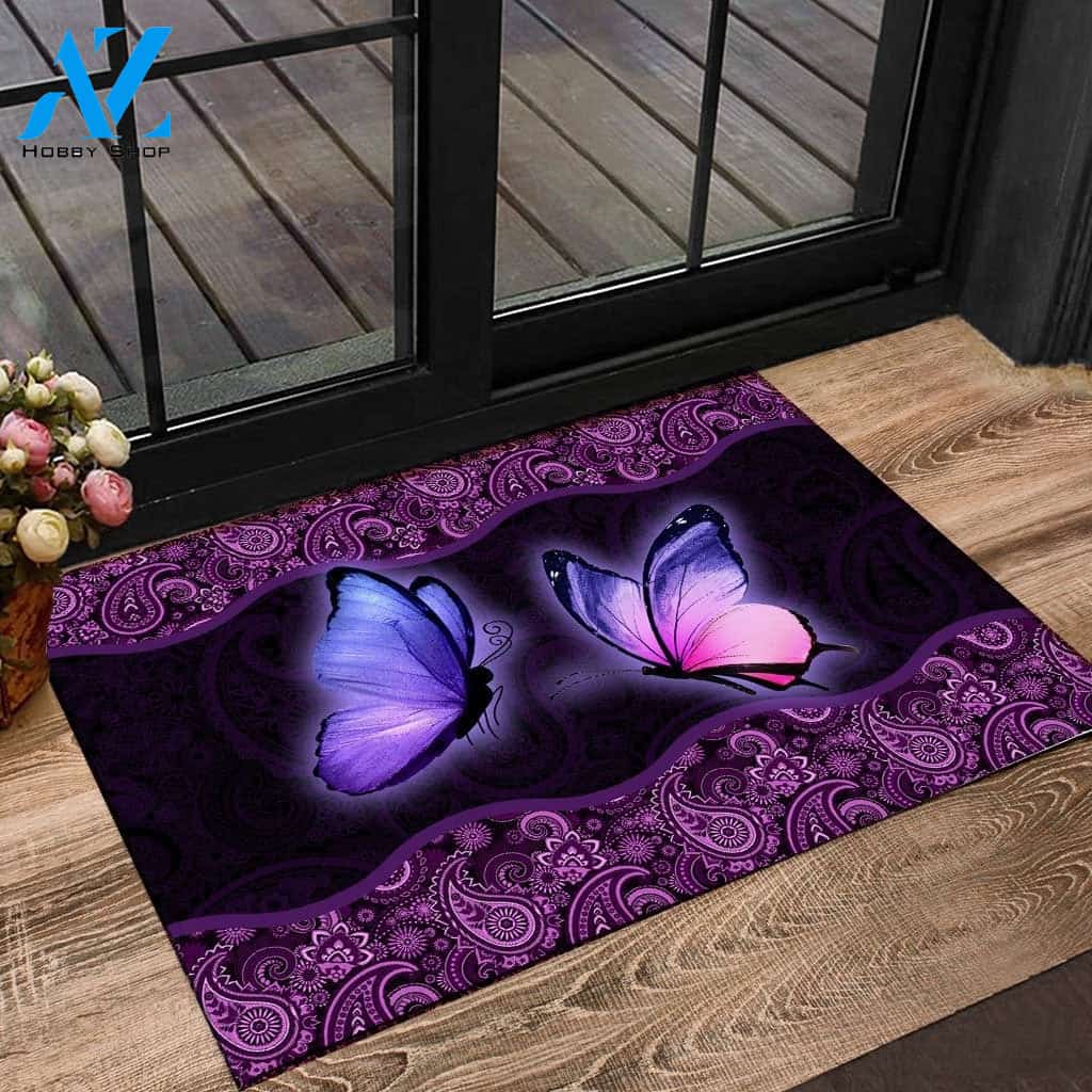 Butterlfy Mandala Purple Doormat Gift For Butterfly Lovers Birthday Gift Home Decor Warm House Gift Welcome Mat Halloween Decor