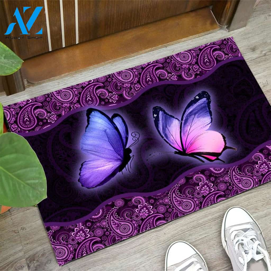 Butterlfy Mandala Purple Doormat Gift For Butterfly Lovers Birthday Gift Home Decor Warm House Gift Welcome Mat Halloween Decor