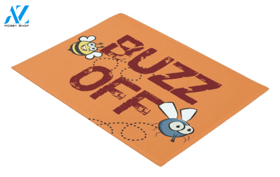 Buzz Off Bee and Fly Insect Doormat Indoor and Outdoor Doormat Entrance Rug Sweet Home Decor Housewarming Gift Gift for Bee Lovers Insect Lovers Gift Idea