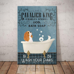 Cavalier King Charles Spaniel Dog Bath Soap Company Canvas Wall Art, Wall Decor Visual Art