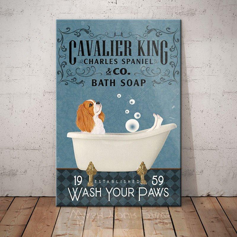 Cavalier King Charles Spaniel Dog Bath Soap Company Canvas Wall Art, Wall Decor Visual Art