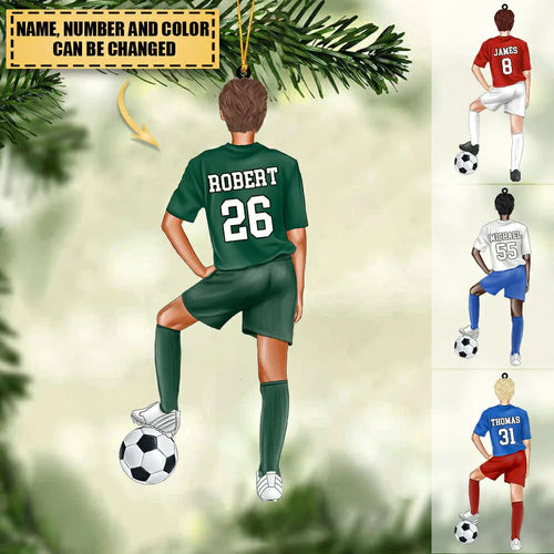 Personalized soccer player Christmas Ornament-Great Gift Idea For Soccer Players&Soccer Lovers, Custom Shape Ornament Decor HB