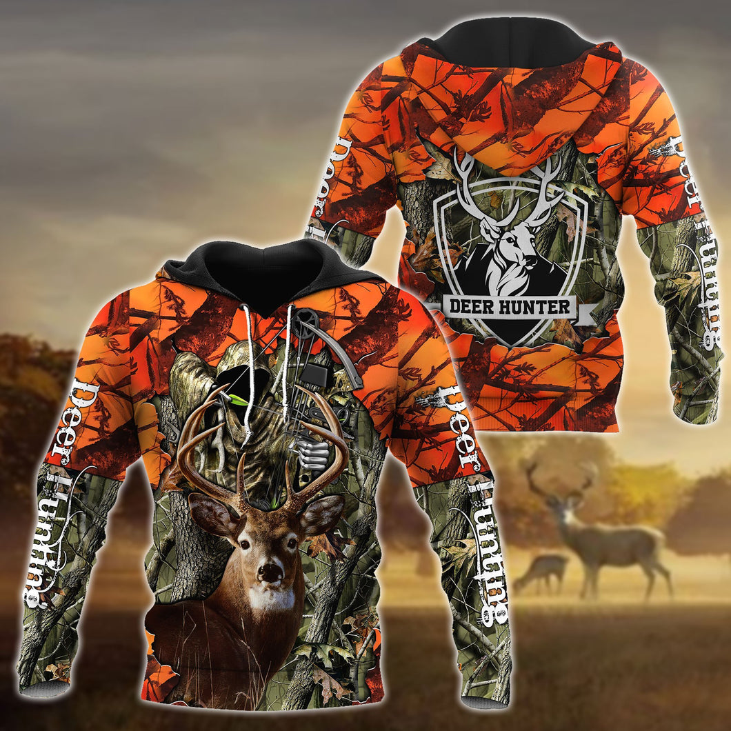 Hunting Gifts Deer Hunting Gifts Deer Hunting All Over Printed US Unisex Size Hoodie