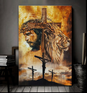 Jesus And Lion Cross Amazing Design - Matte Canvas