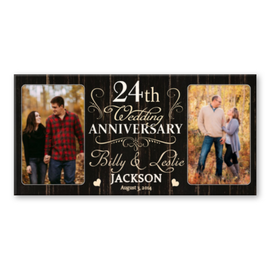 24 Year Anniversary Custom Canvas Print, 24th Wedding Anniversary Gift