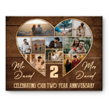 2nd Wedding Anniversary Present, Gift For 2nd Anniversary, Heart Shape Photo Collage