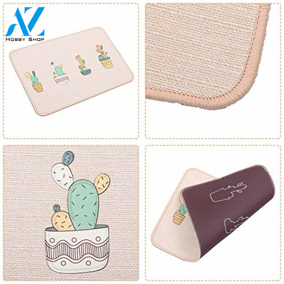 Cactus, Cat and Dog Printing Doormat, 2-Pack 15 x 23 Inches