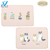 Cactus, Cat and Dog Printing Doormat, 2-Pack 15 x 23 Inches