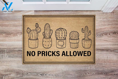 Personalized Name Family House Cactus Doormat No Pricks Allowed Welcome Mat House Warming Gift Christmas Gift Decor