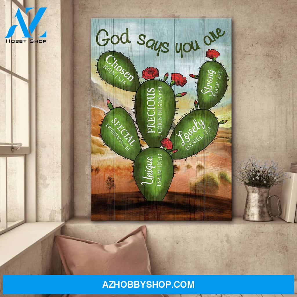 Cactus - God says you are -Jesus Portrait Canvas Prints, Wall Art