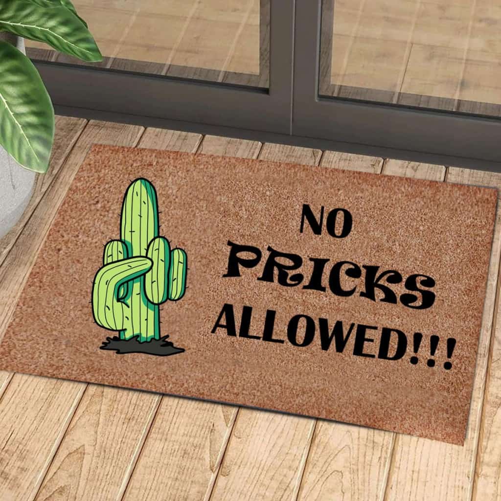 Cactus No Pricks Allowed Doormat | Colorful | Size 8x27'' 24x36''