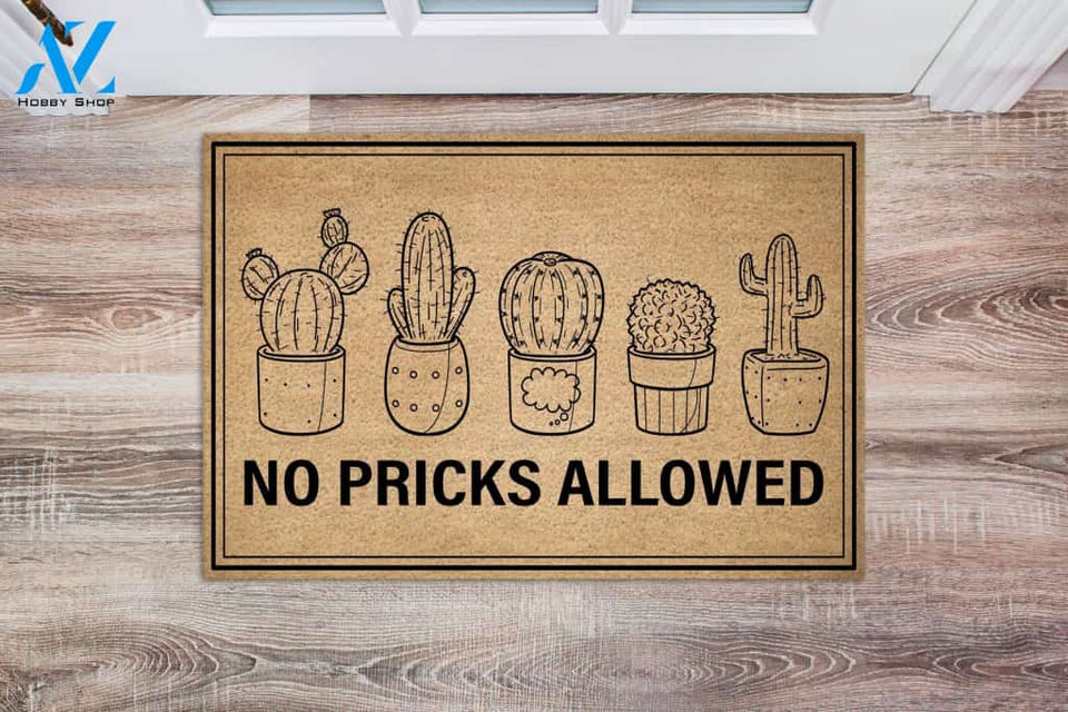 Cactus No Pricks Allowed Funny Indoor And Outdoor Doormat Warm House Gift Welcome Mat Gift For Cactus Lovers
