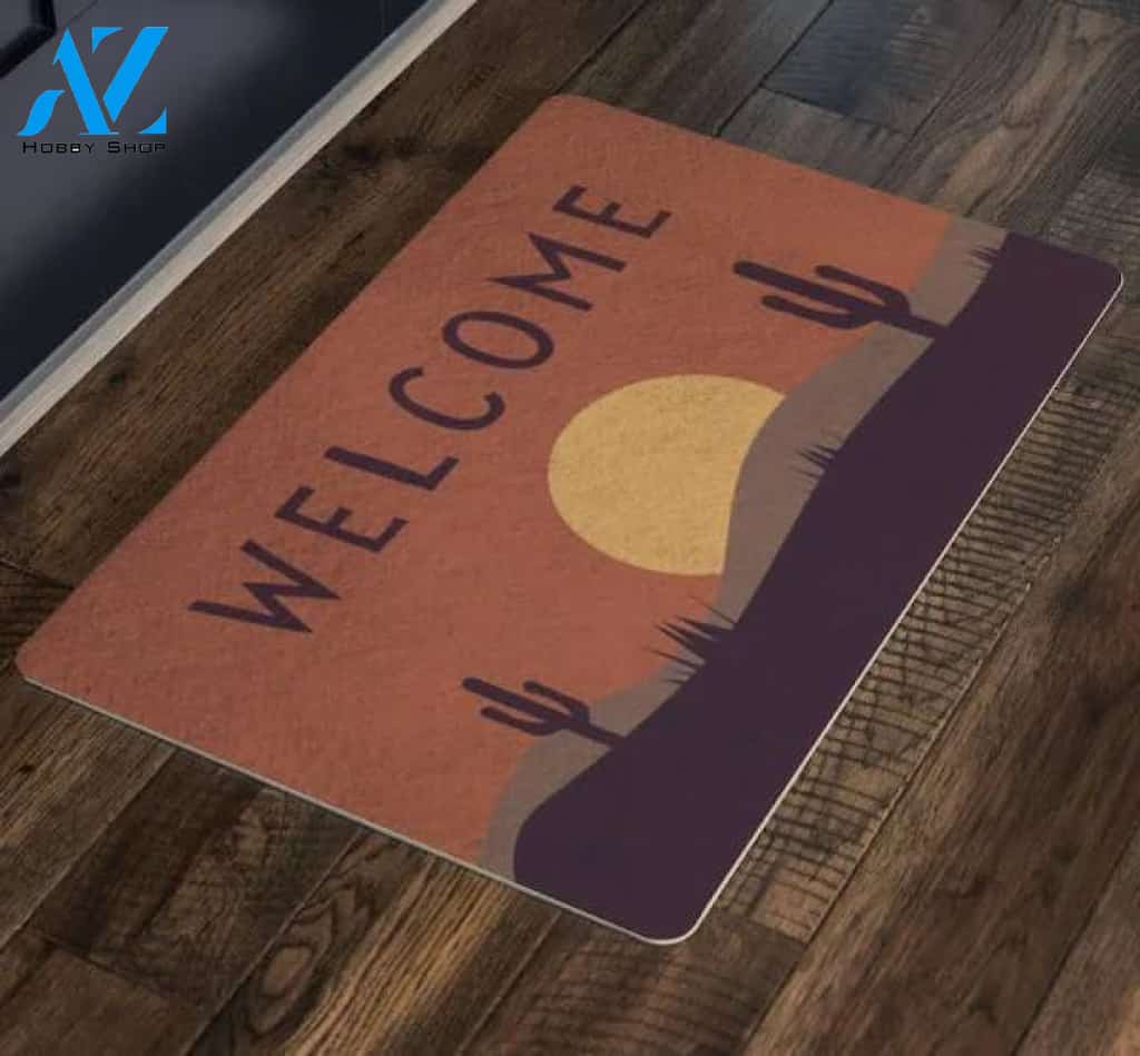 Cactus Scene Midwest Sunset Flower Doormat Indoor And Outdoor Mat Entrance Rug Sweet Home Decor Closing Gift Gift For Friend Family Flower Lovers Gift Idea