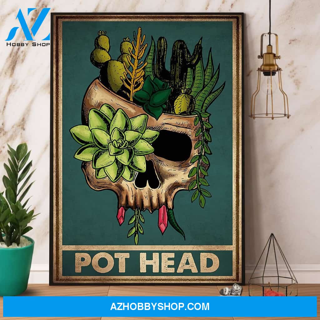 Cactus & Skull Pot Head Canvas And Poster, Wall Decor Visual Art
