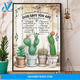 Cactus Succulent God Says You Are Canvas And Poster, Wall Decor Visual Art