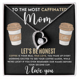 Caffeinated Mom -Forever Love Heart Necklace